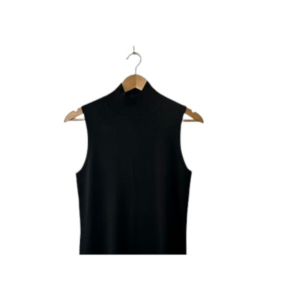 Cable & Gauge Black Mock Neck Sleeveless Ribbed Sheath Dress Women's Small New - Picture 3 of 9